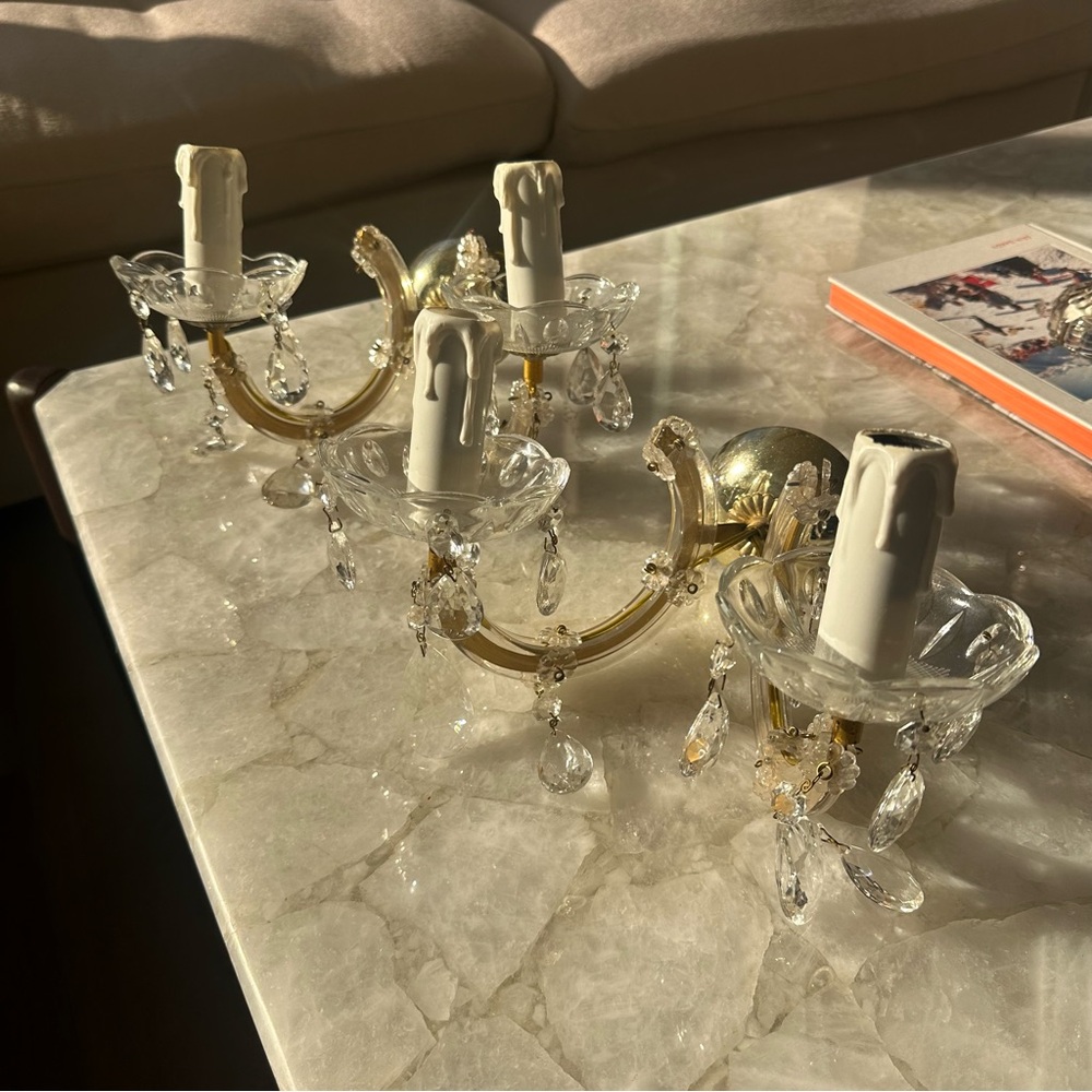 Paris Victorian Gold and Crystal Wall Sconces